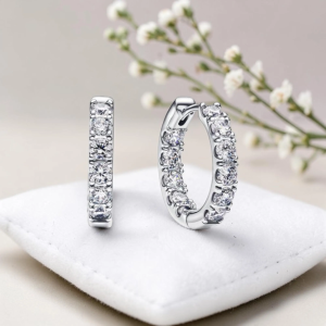 Luxe Eternity Hoop Earrings 14K Gold Plated