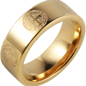 8Mm St Benedict Exorcism Ring for Men Stainless Steel Retro Catholic Roman Exorcism Cross Protection Ring Jewelry Gift