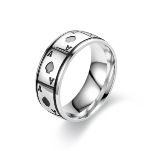 Veile Studios Magic Ace of Spades Lucky Titanium Steel Rings Jewellery