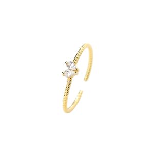 Marquise CZ Stacking Ring for Women — 925 Sterling Silver, 18K Gold Plated, Adjustable