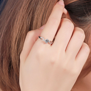 Micro Pave CZ Engagement Ring for Women — 925 Sterling Silver, Cubic Zirconia, Adjustable