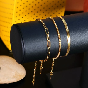 Luxe Elegant 3Pc Bracelets 14K Gold Plated