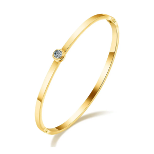 Luxe Rose Gold Plated Stainless Steel Cubic Zirconia Cuff Bracelet