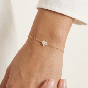Luxe Sterling Silver 14K Gold Plated Heart Bracelet