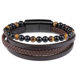Luxe Genuine Leather Tiger Eye Beads